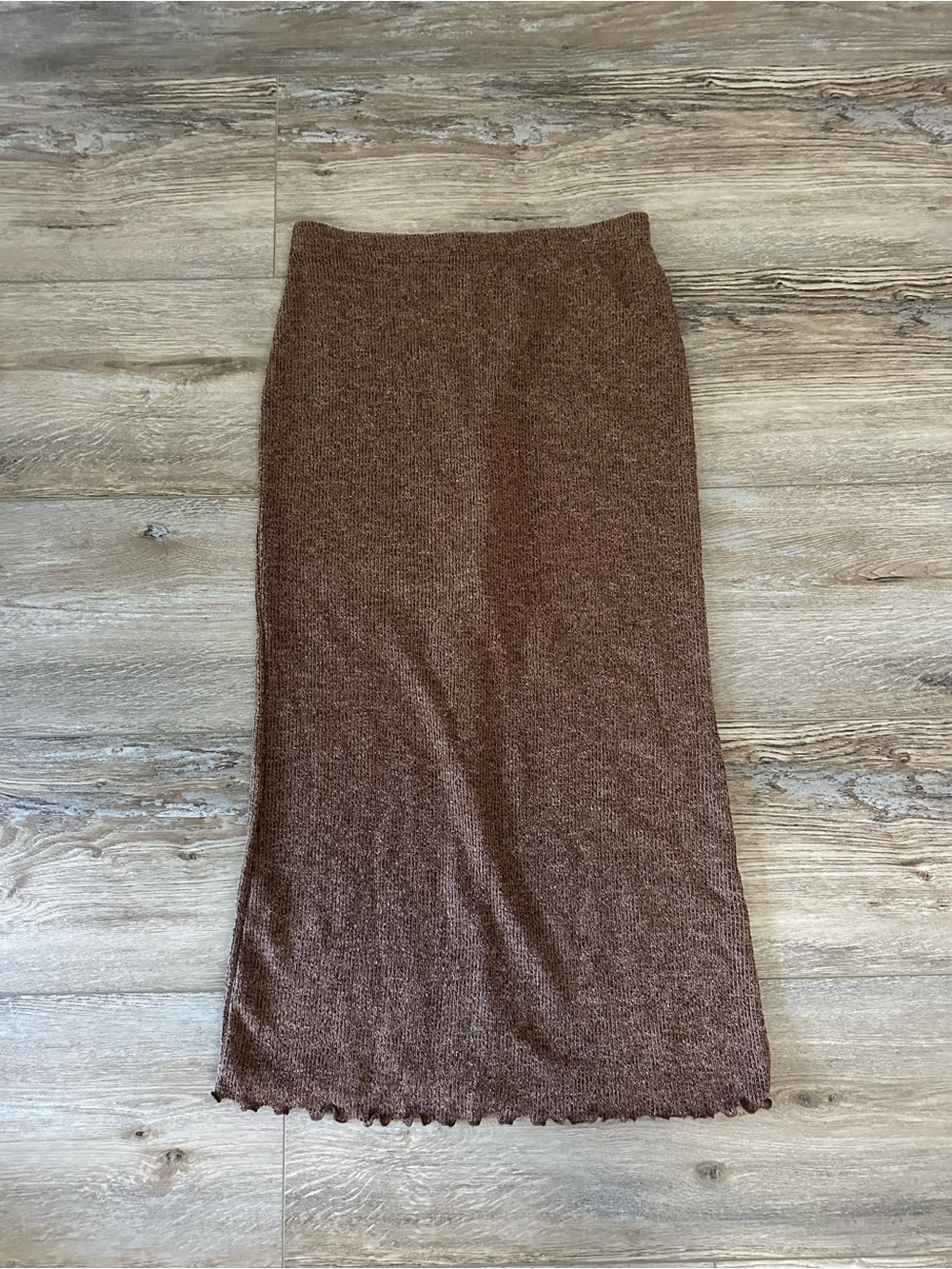 SHEIN Brown Ribbed Maxi Skirt